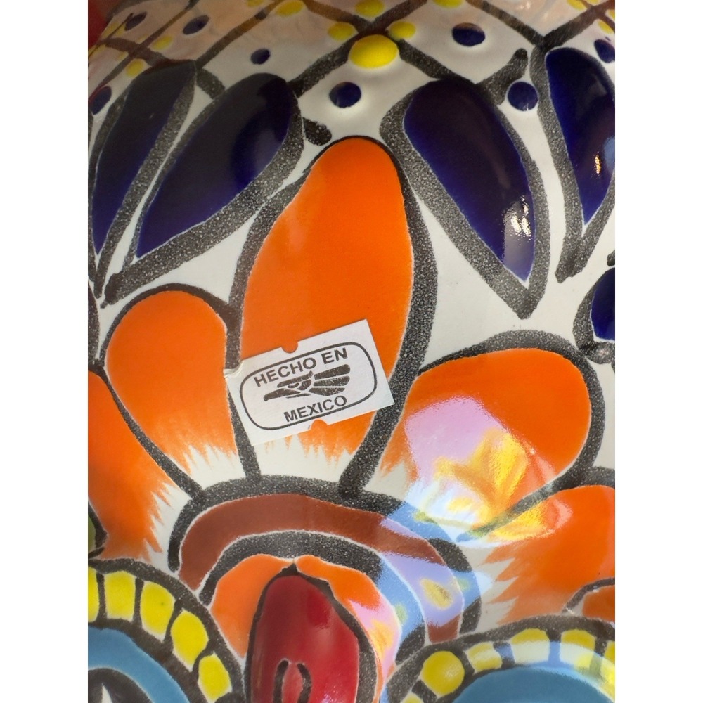Talavera Mexican Pottery Owl Bank Hand Painted Large Folk Art Decor - Picture 2 of 7